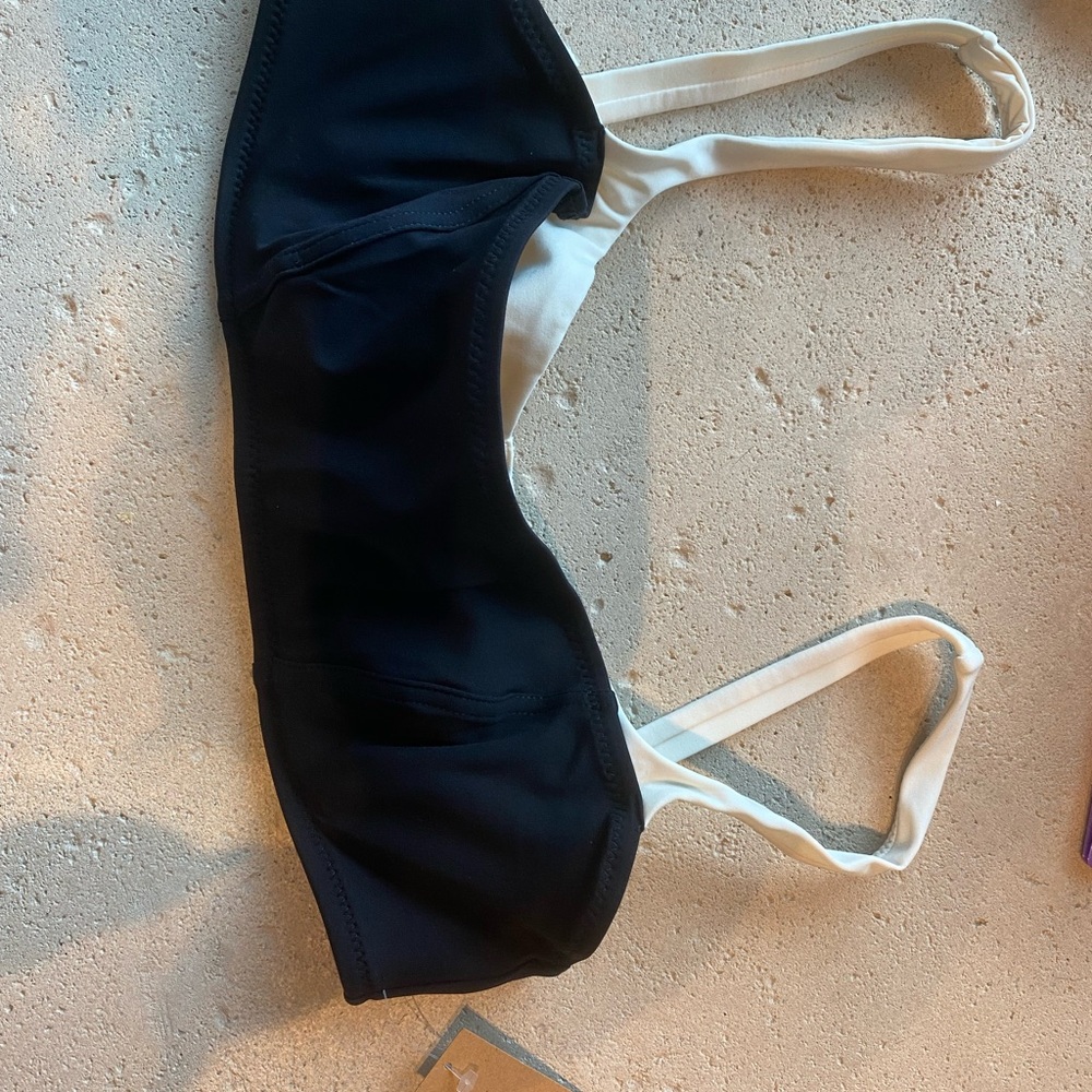 Reformation Cream and Black Bikini Top